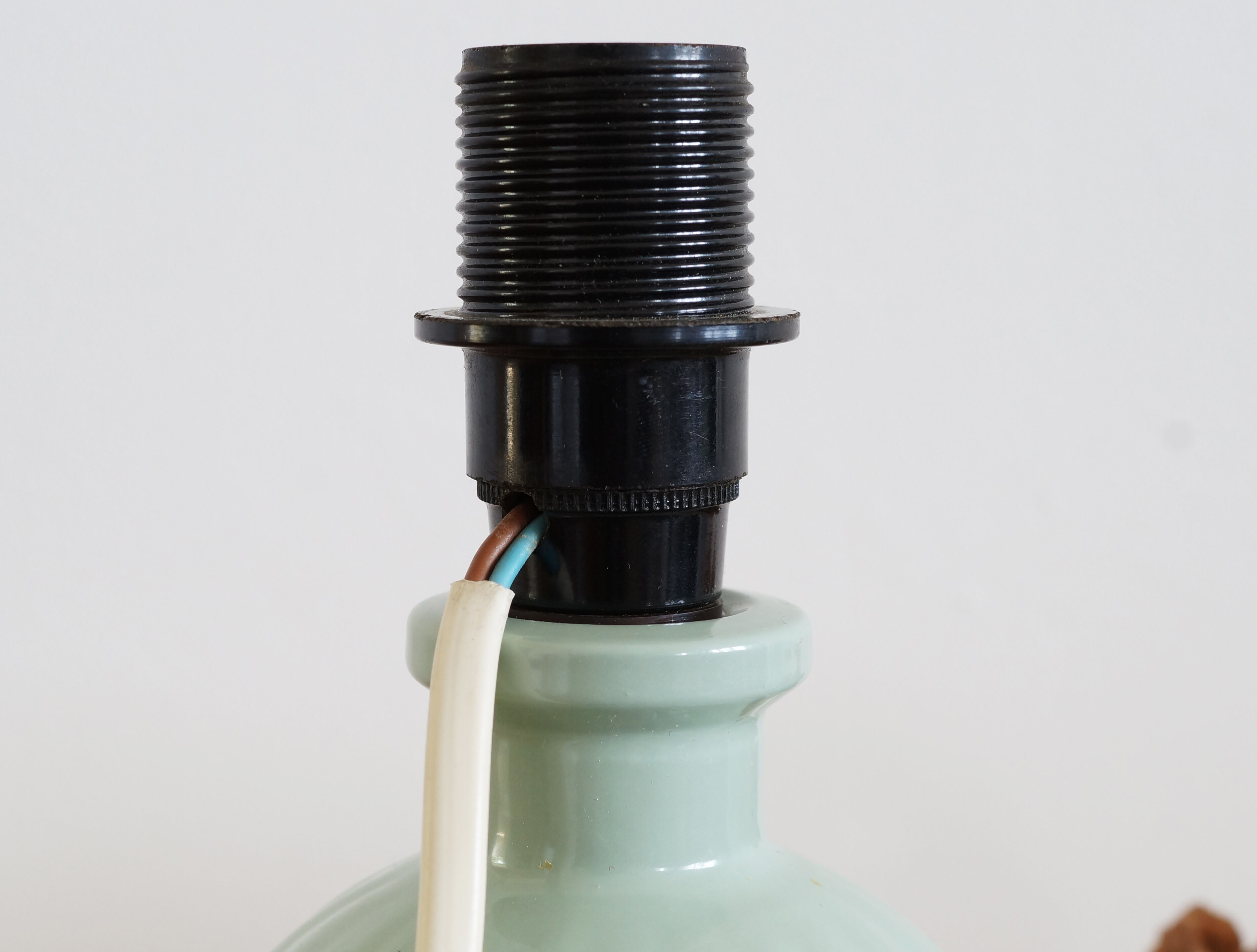 Lamp foot, old painted glass bottle