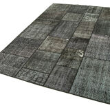 Tapis oriental vintage noué à la main 172 cm x 240 cm tapis patchwork noir