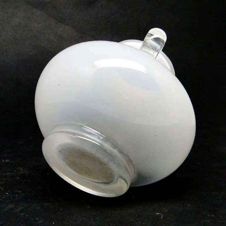 Modernism vase, white and transparent glass, HSG Tarnowiec, Poland, 1970s