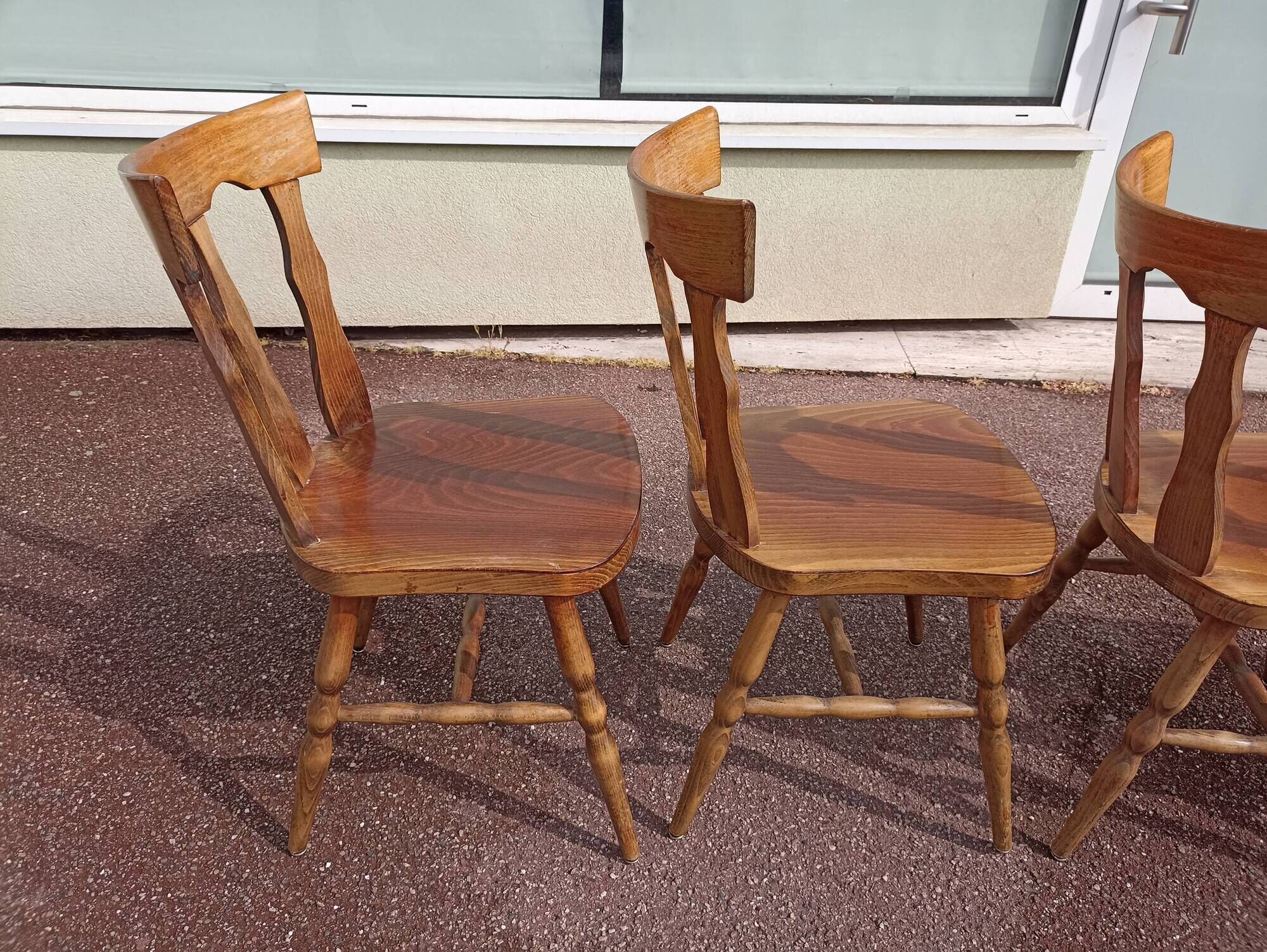 Set of 4 bistro bar chairs year 80 - 90 - wooden - baumann