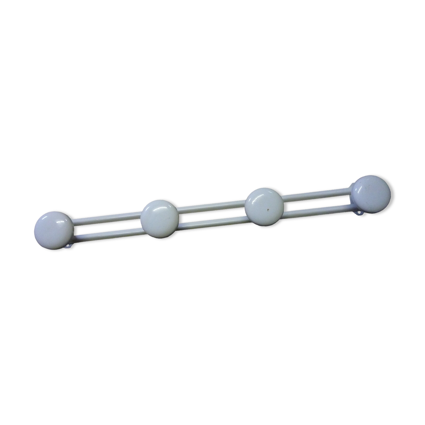 White lacquered metal hook, 4 hooks, industrial style