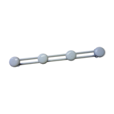 White lacquered metal hook, 4 hooks, industrial style