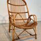 Grand fauteuil vintage en rotin années 70 – dossier haut