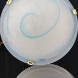 Pair of vintage blue and white Murano glass ceiling lights 1980