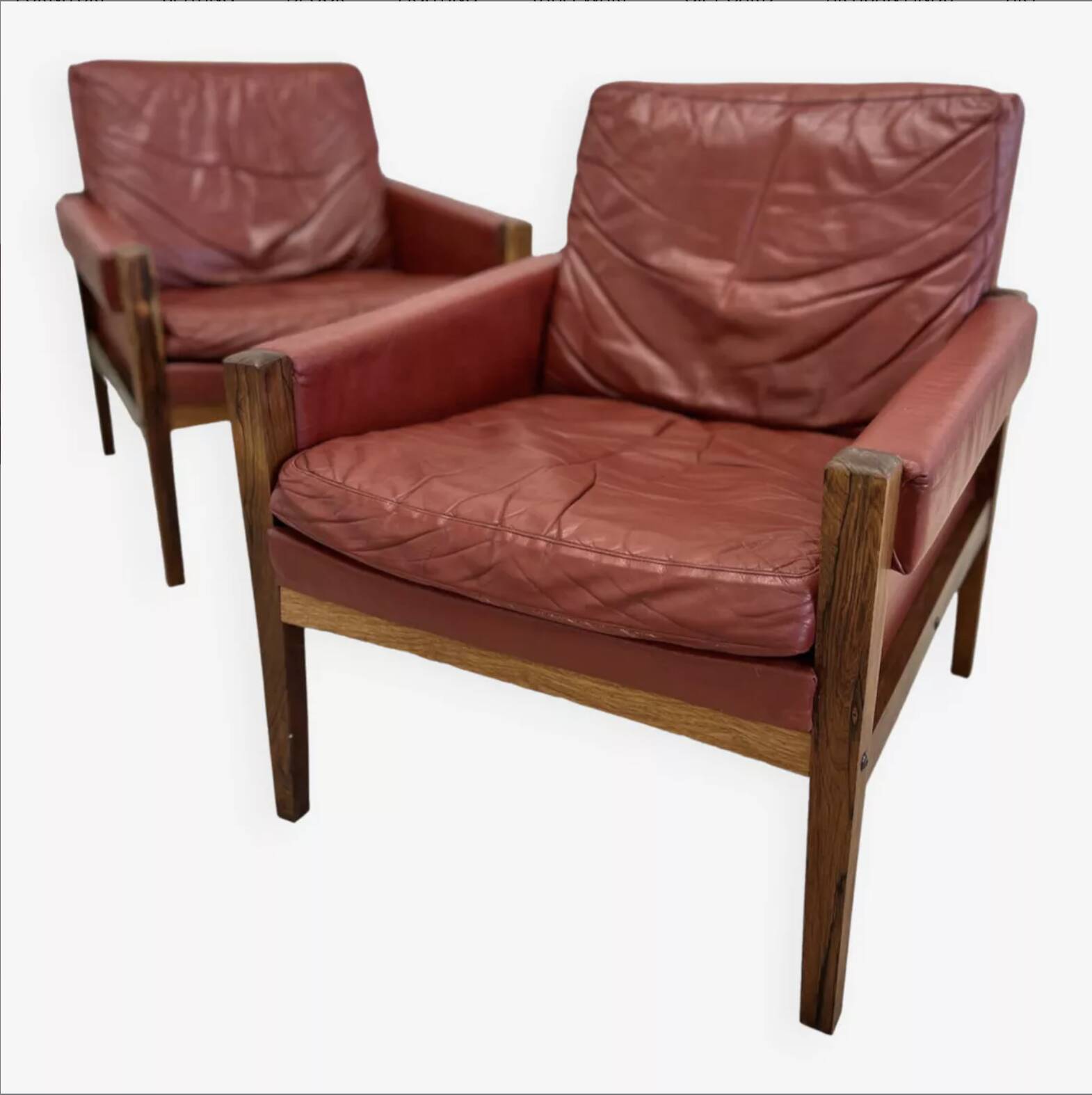 Vintage Danish Lounge Chairs In Rosewood And Leather. 1960s. 5