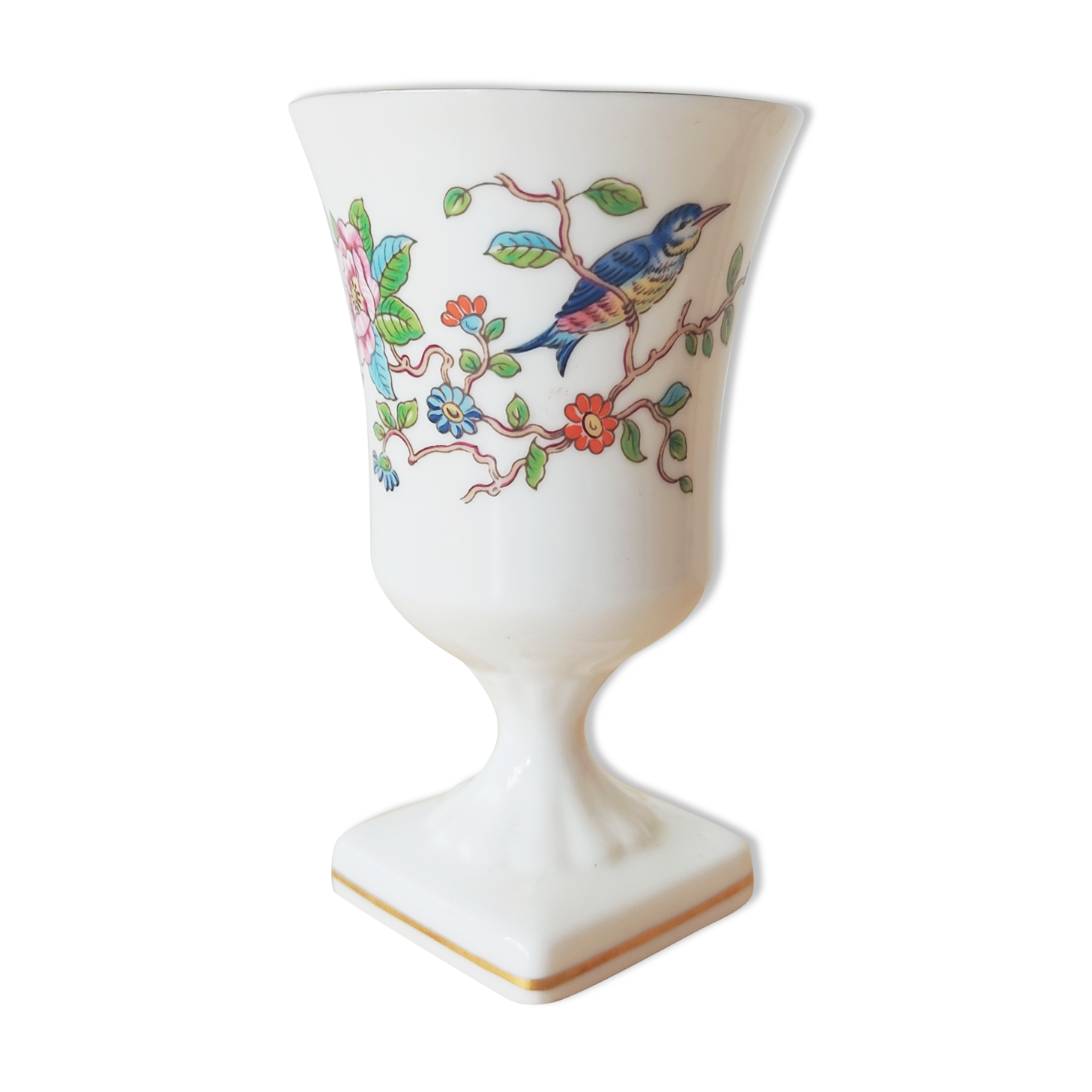 Aynsley porcelain vase bird décor and flowers