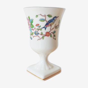 Vase porcelaine Aynsley décor oiseau et fleurs