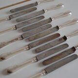 12 antique metal silver monogram table knives