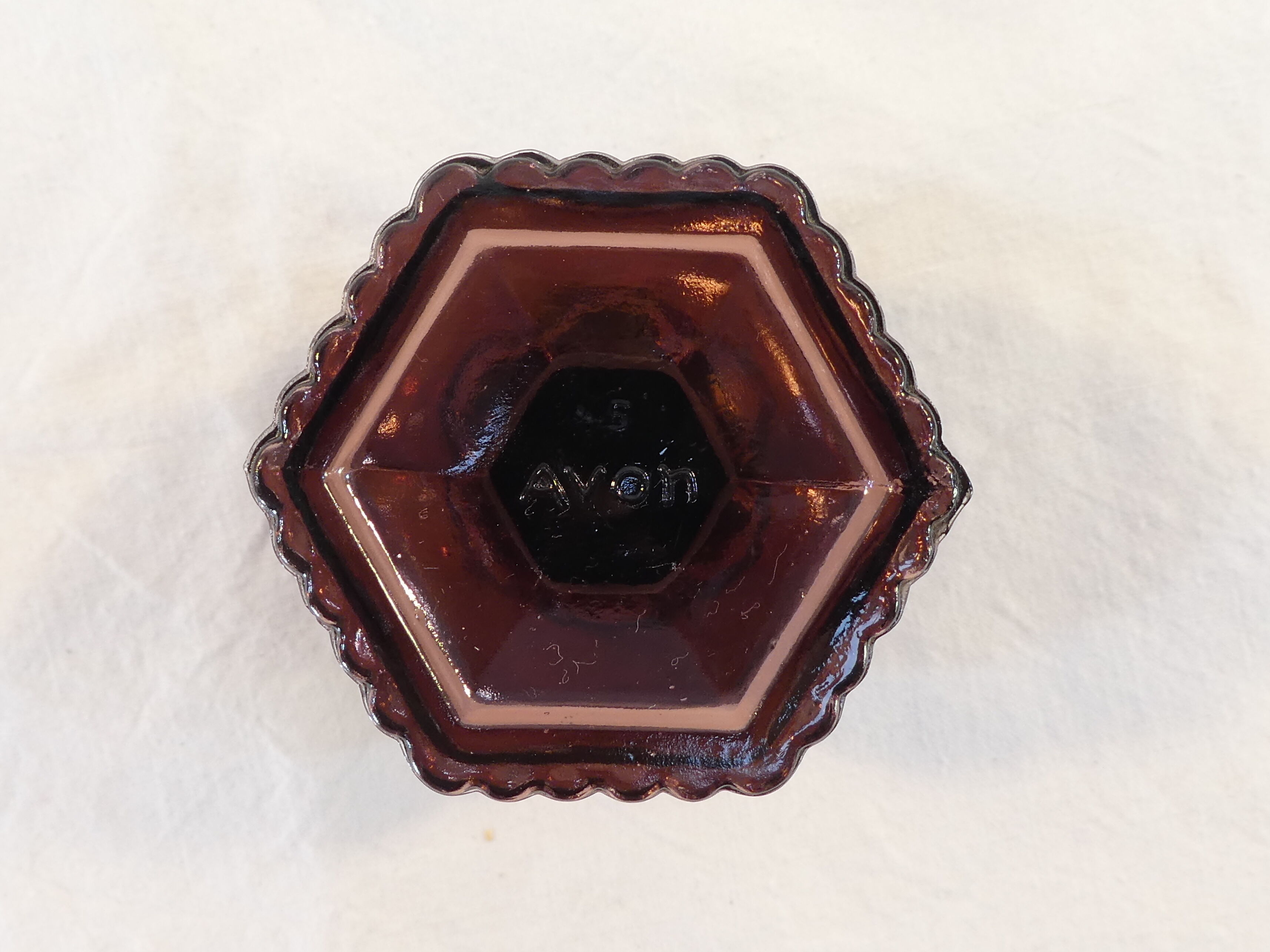 Advertising glass AVON purple decor in vintage relief