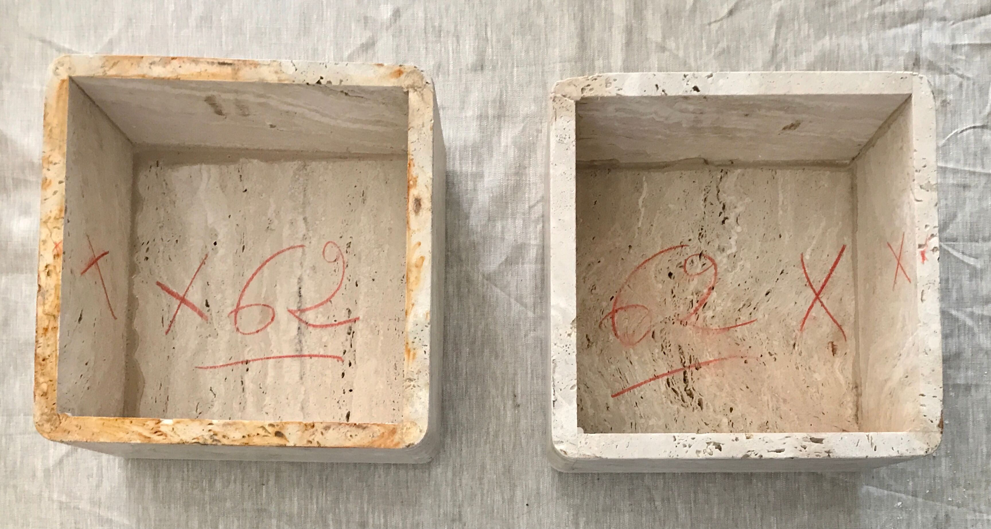 Sculptural travertine coffee table