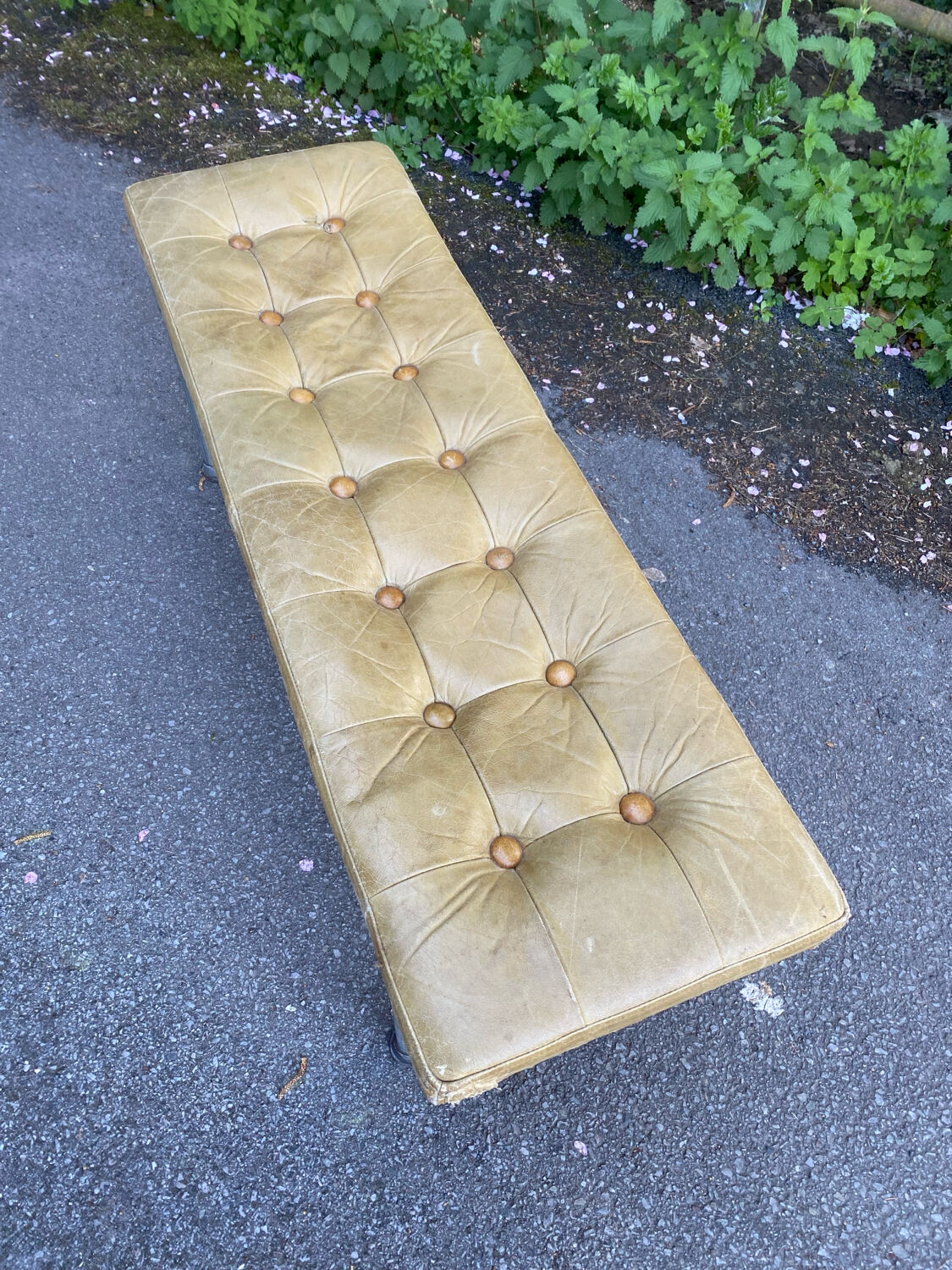 Individual leather and metal design bench