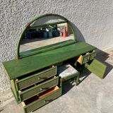 Rattan and green wicker dressing table