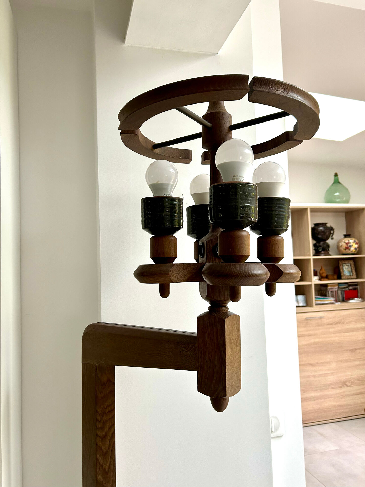 Guillerme and Chambron luminaire 1960 solid oak