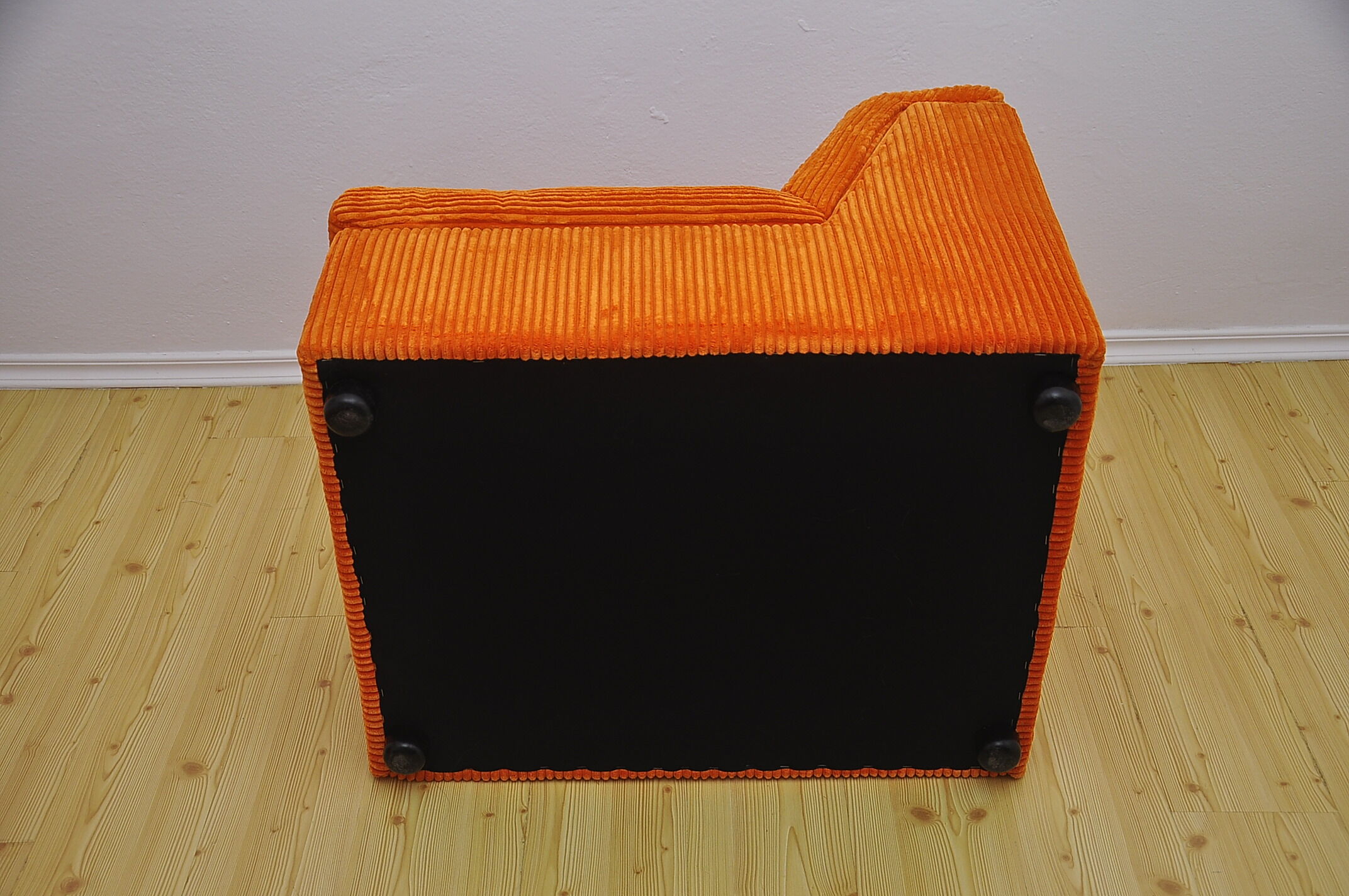 Orange corduroy modular sofa, 70s