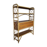 Louis Sognot vintage bamboo and rattan library - 1960s