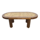 Ceramic and solid wood herbarium coffee table, signed