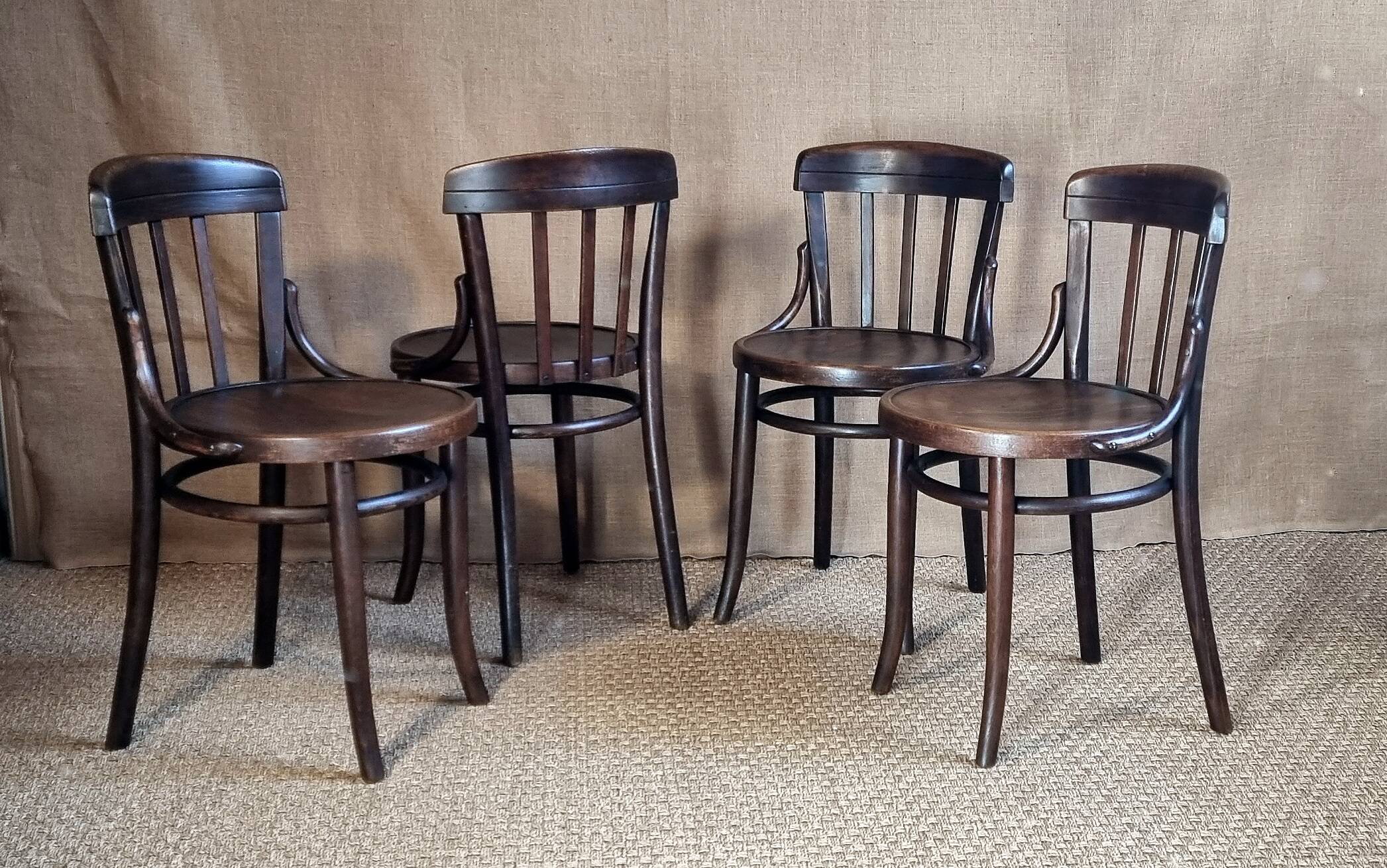 Set 4 chaises bistrot thonet vers 1930