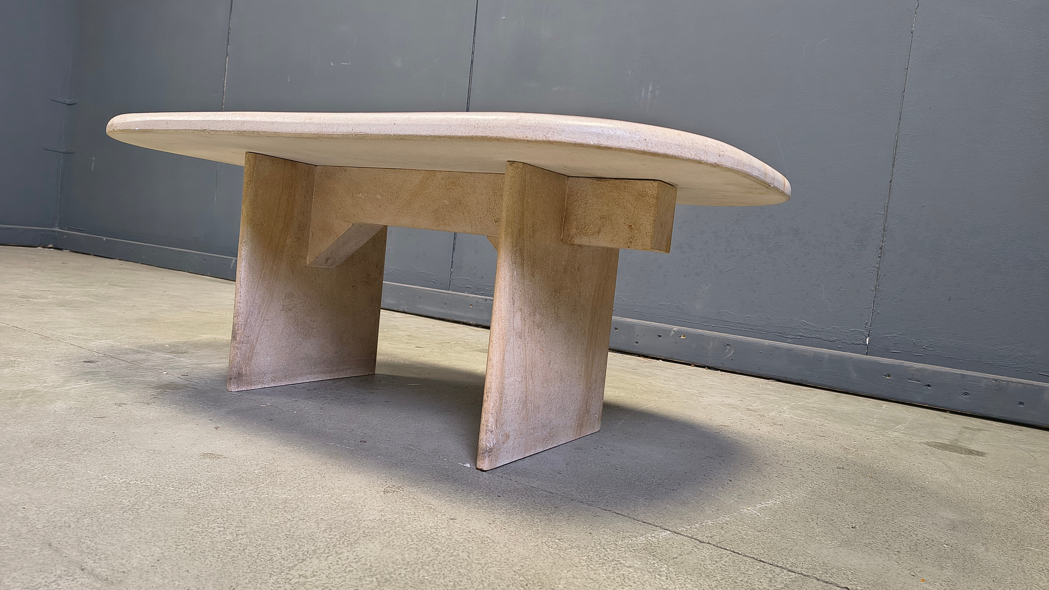 Vintage Italian travertine coffee table, 1970s