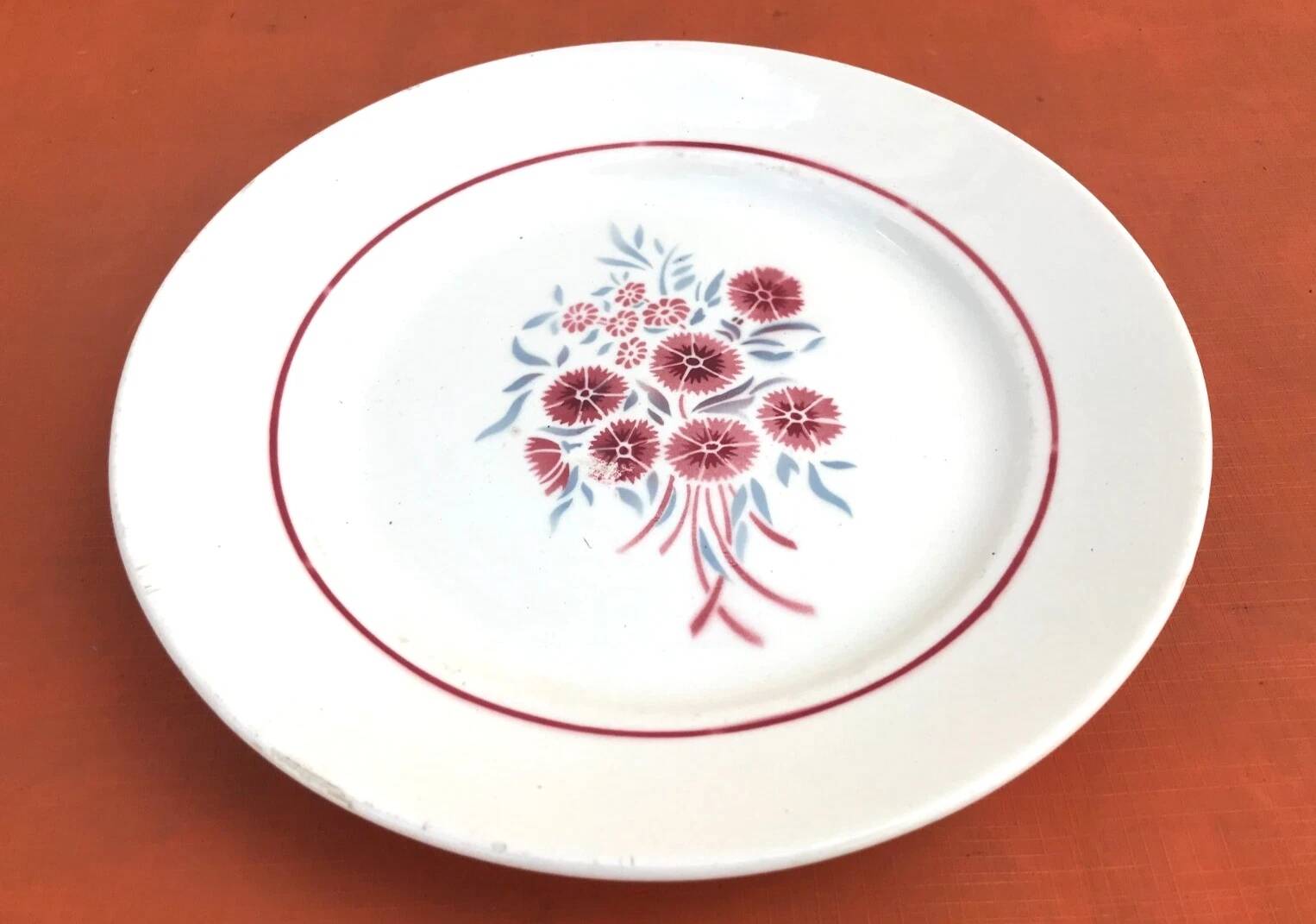 1900s 5 flat plates Badonviller Fenal decor Francine