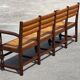 Bench and 2 chairs in solid oak and straw, French craftsmanship from 1940.