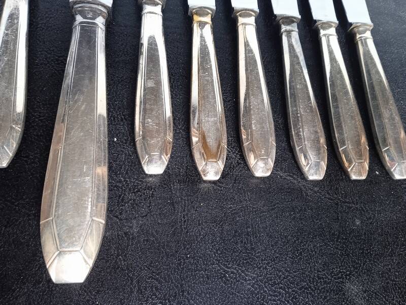 12 + 1 Orbrille knife silver metal art deco period