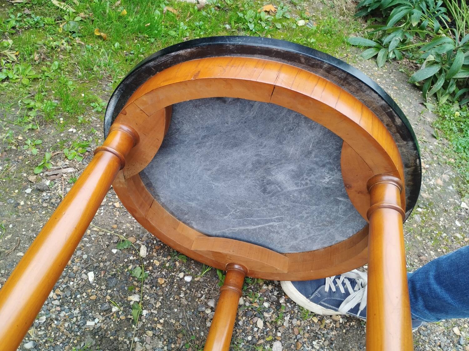 Antique Empire style pedestal table with marble top