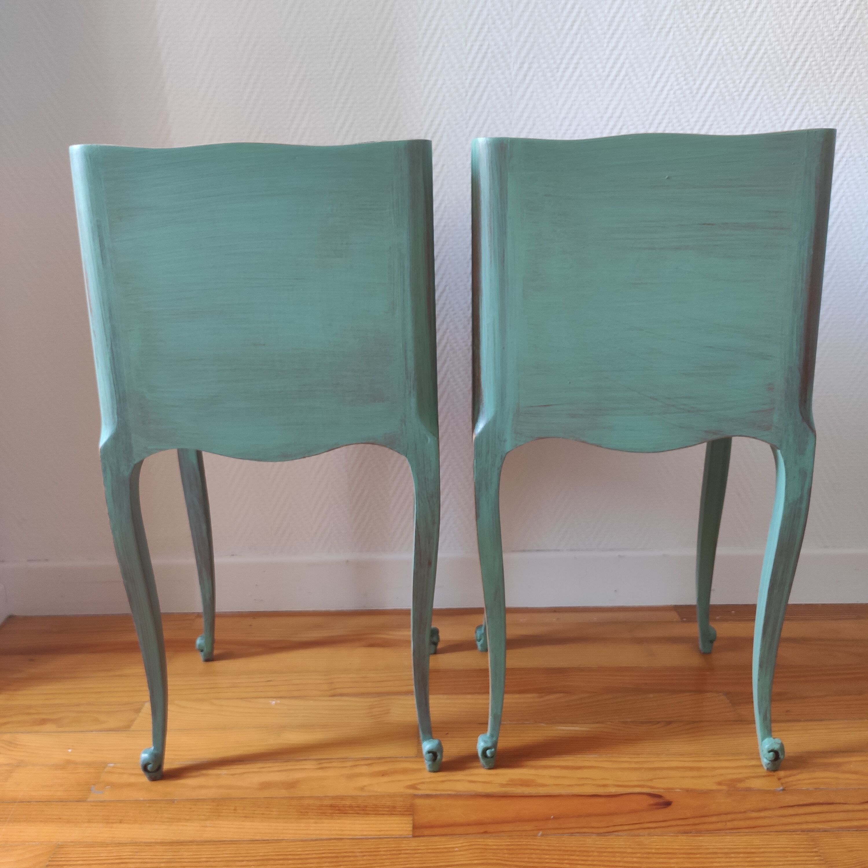Pair of patinated bedside tables