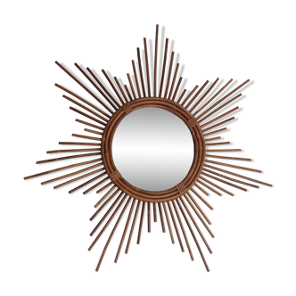 rattan sun mirror 70cm, 60s.