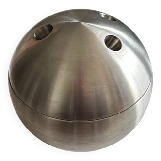 Vintage bowling ball chrome ice bucket - 70s