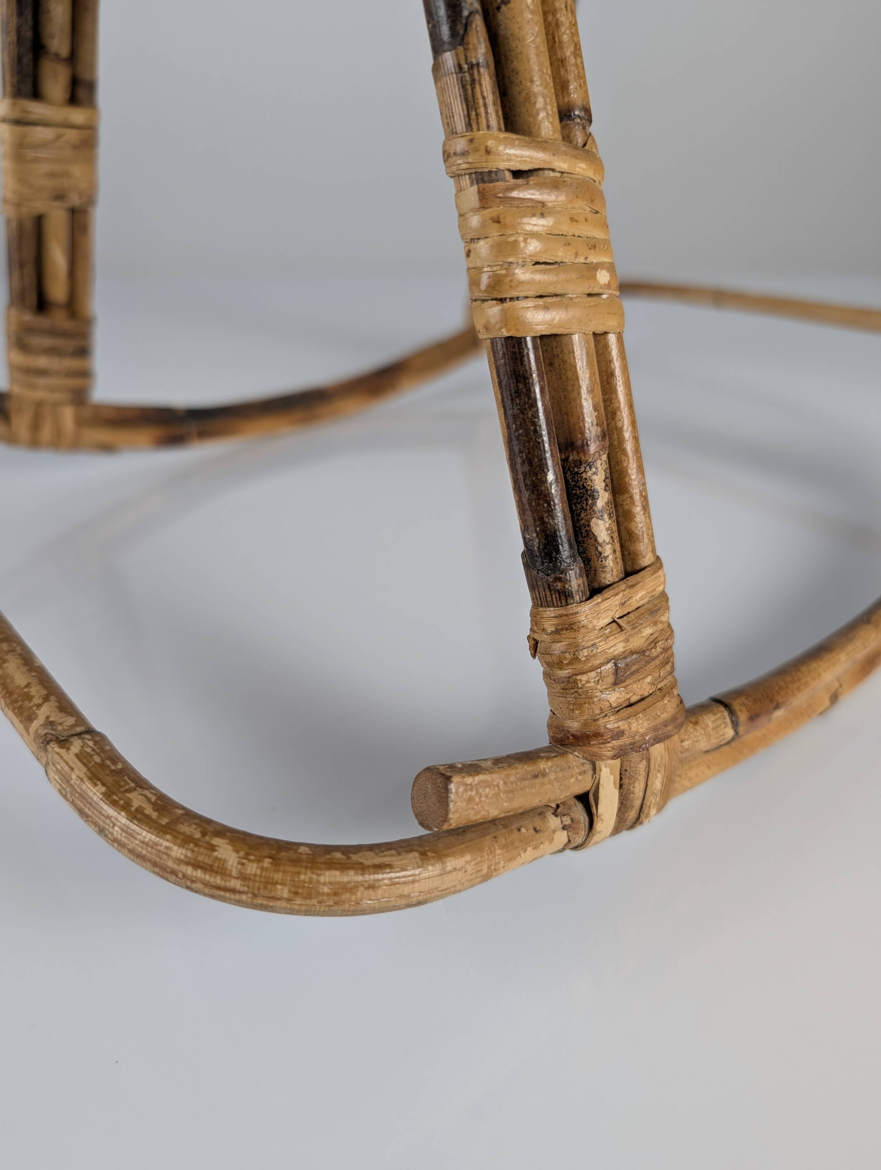 Children's rocking horse made of bamboo and rattan 1960s