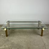 Vintage Italian coffee table 80'S in brass and iron
