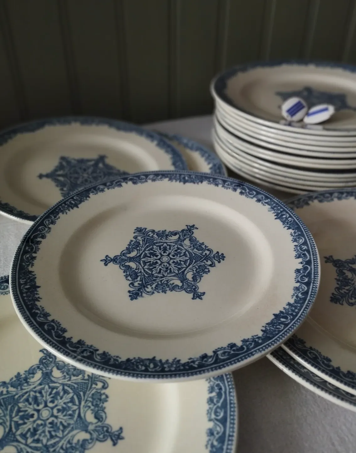 6 dessert plates ironstone J. Vieillard Bordeaux "Garland"