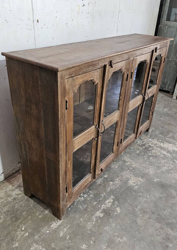 Ancien buffet vitré en teck birman