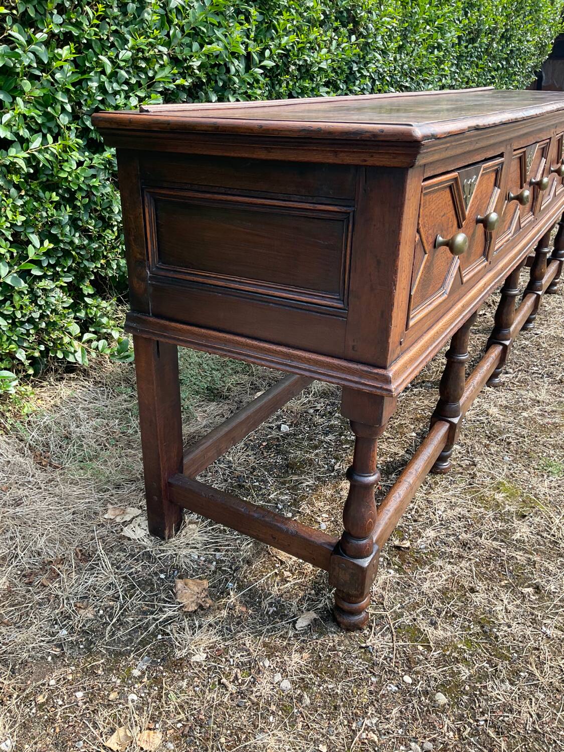 Antique 18th century solid oak Jacobean style sideboard