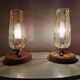 Wooden lamps with gilded glass hood, 70s