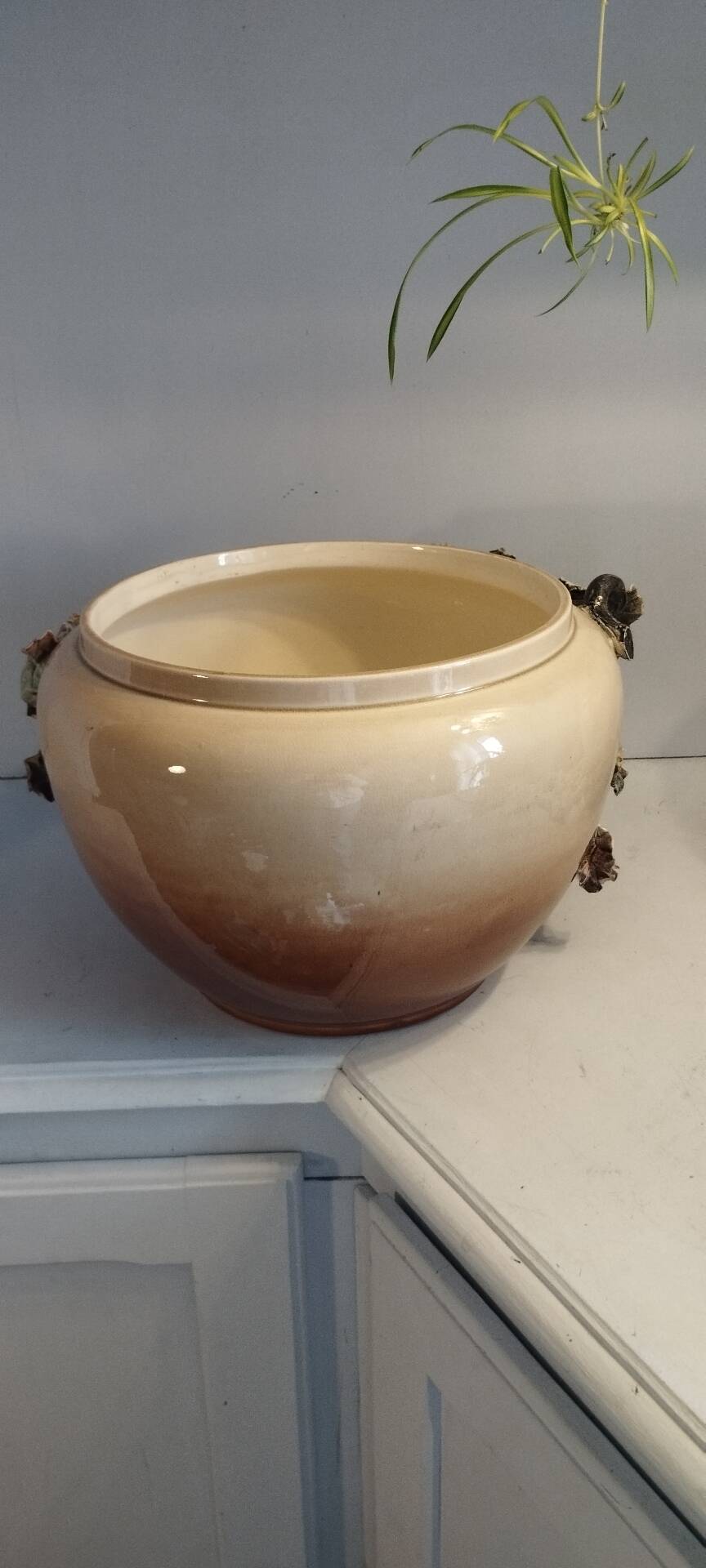 Large cache pot in earthenware, Art Nouveau.