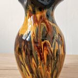 Large pitcher in very colorful flamed stoneware