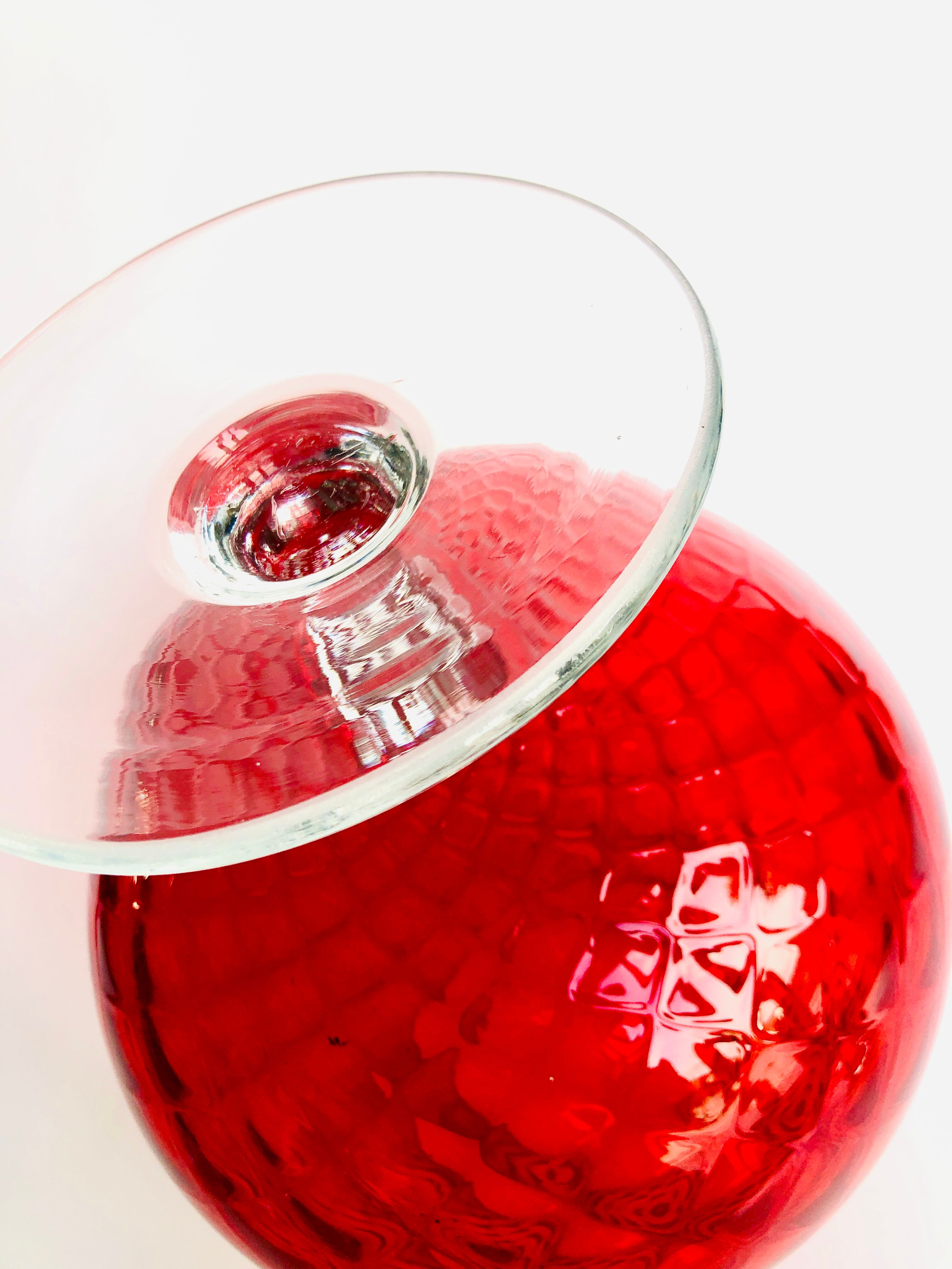 Red textured glass vase from the 60s-70s, Italy, Empoli