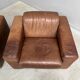 Ensemble de fauteuils en cuir marron vintage, années 1970.