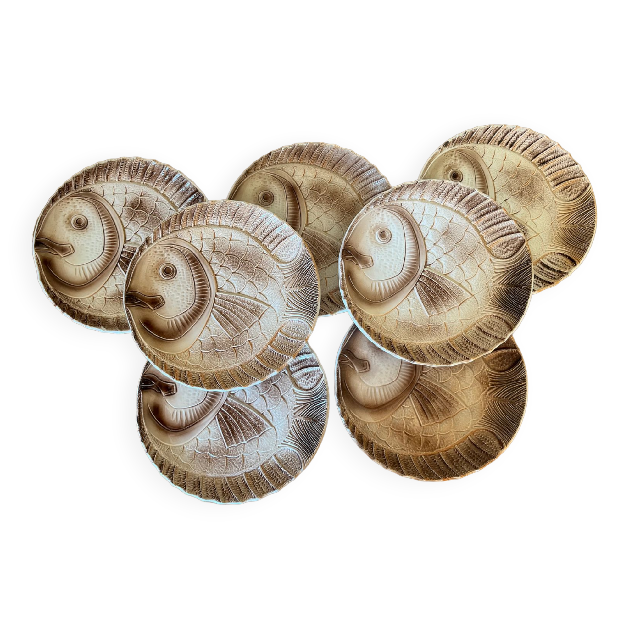 Fish plates earthenware Sarreguemines