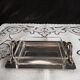 Art deco glass and silver metal butter dish