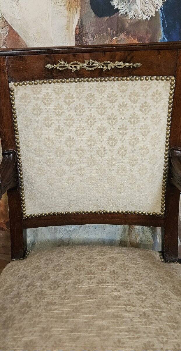 Pair of Empire period armchairs in mahogany, dating from the early 19th century.