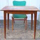 Table-desk set and his green leatherette Chair of the 1960s, feet vintage compass