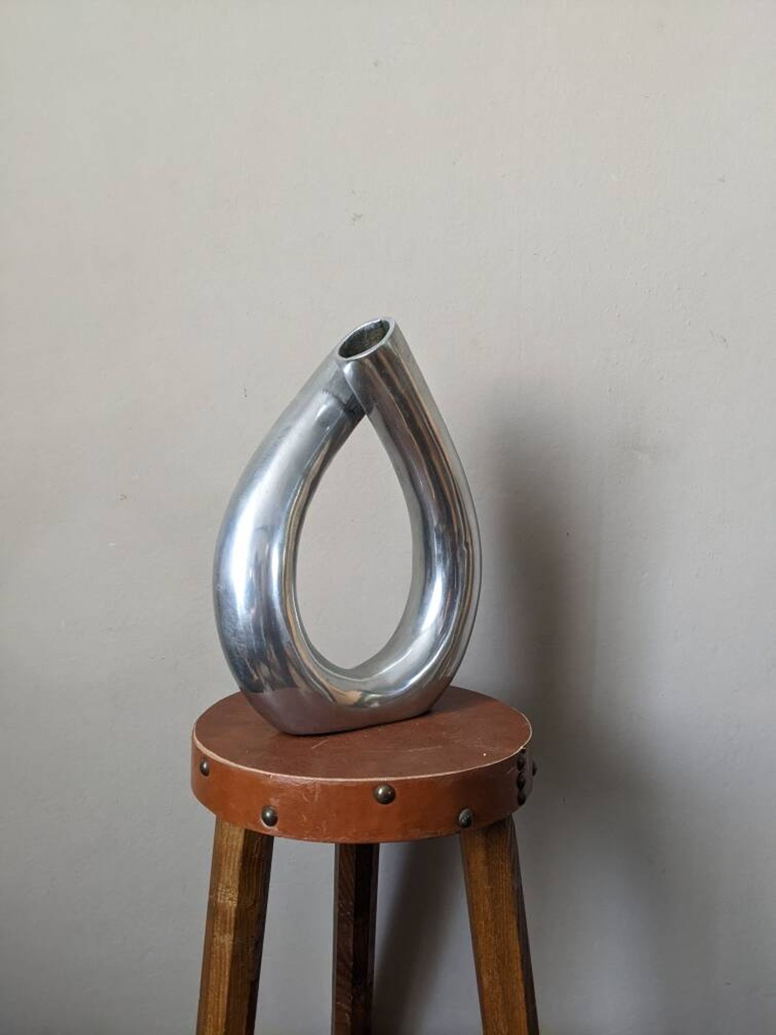 Contemporary minimalist design cast aluminum soliflore vase in silver