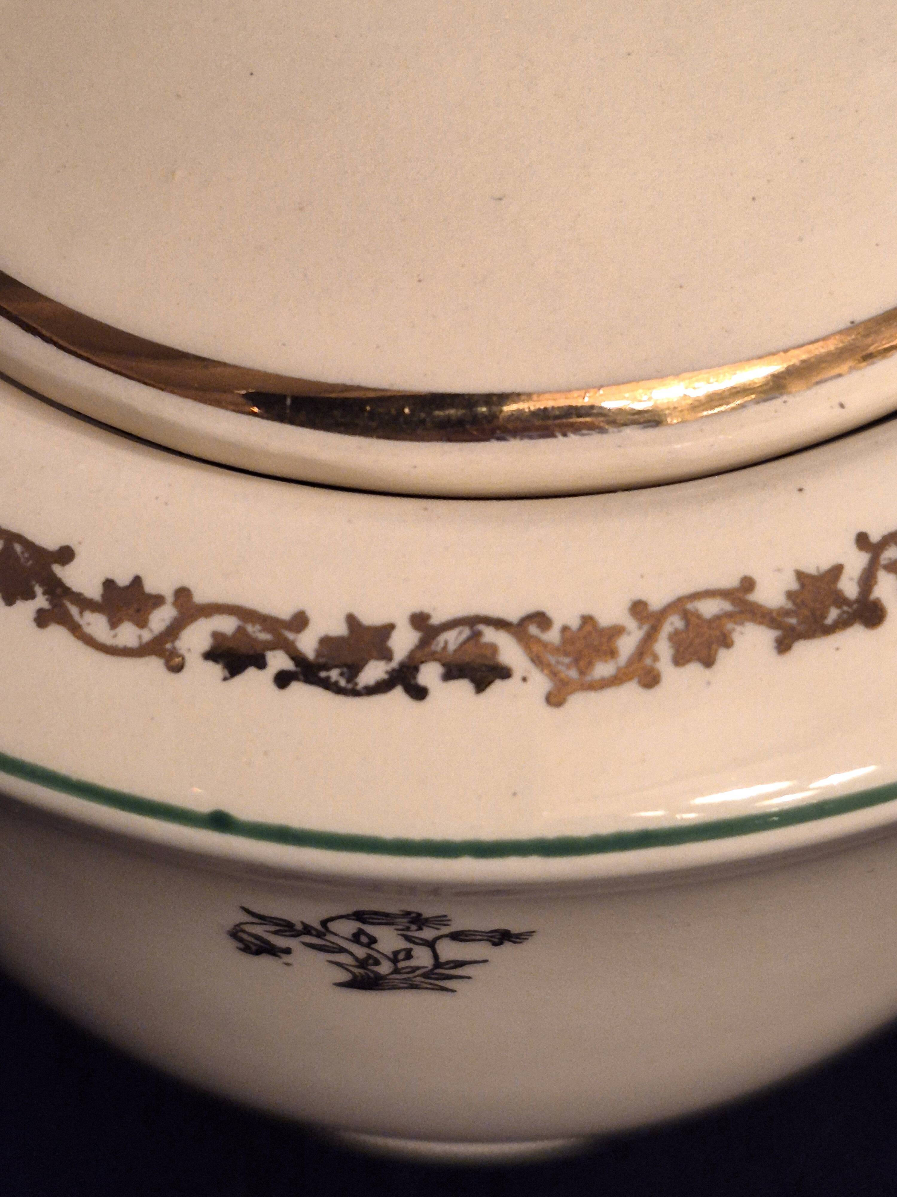 Antique sugar bowl, in Gien earthenware, Model Valence A040