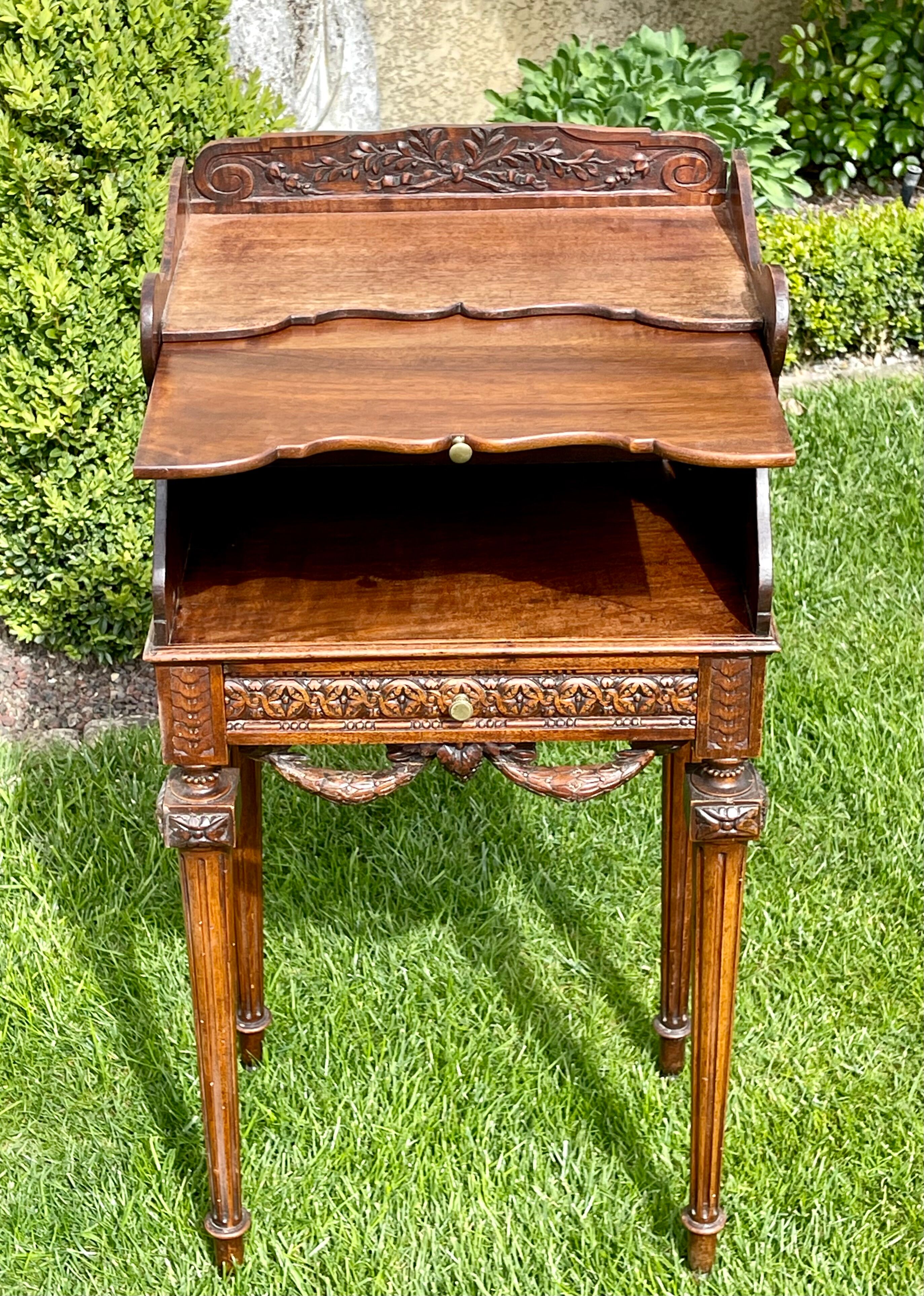 Louis XVI style walnut bedside table