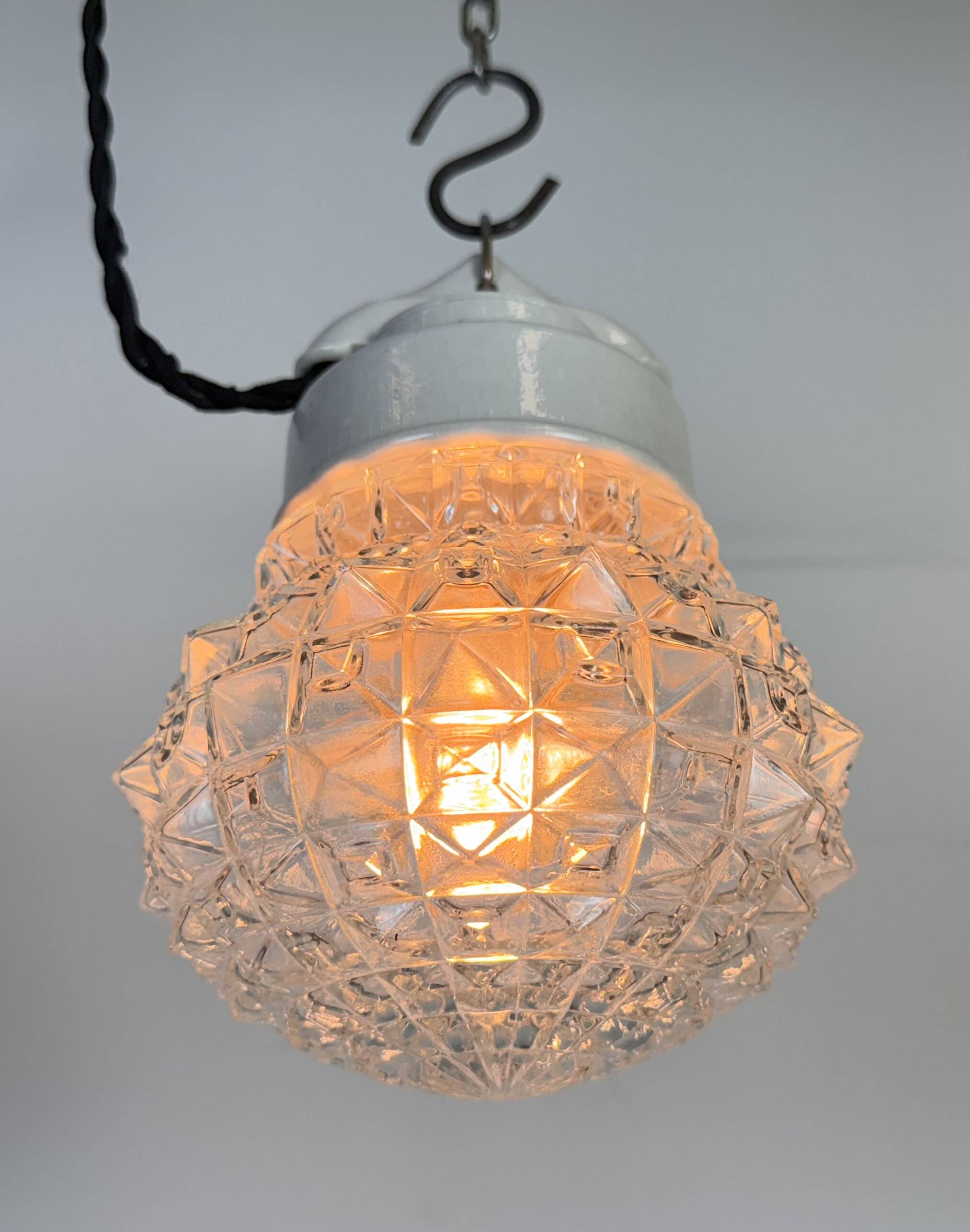 Vintage White Porcelain Pendant Light, 1970s
