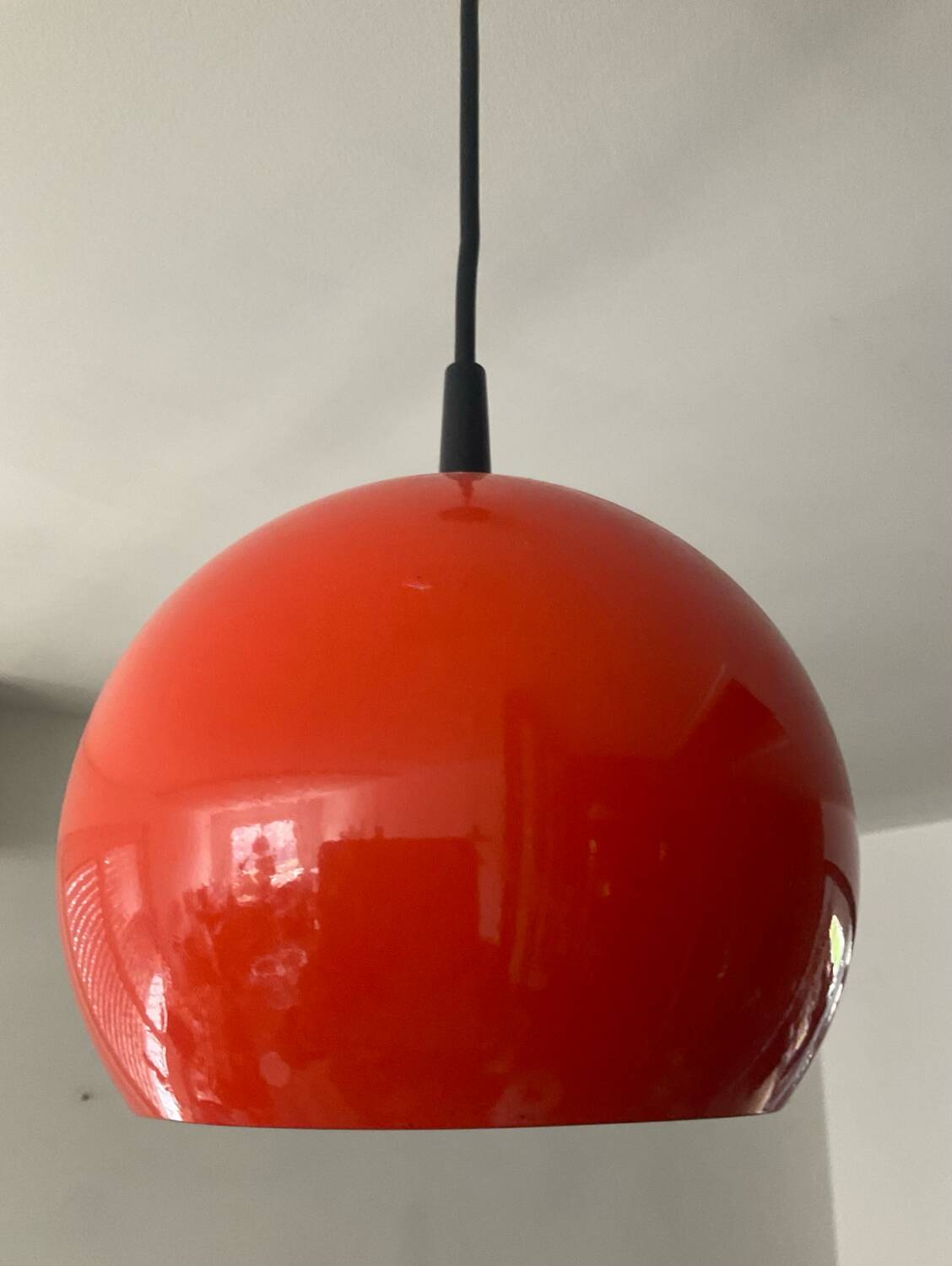 Space Age orange metal pendant light
