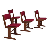1970s, set of 4 reupholstered Danish chairs, Farsø Møbelfabrik, teak wood, furniture velour.