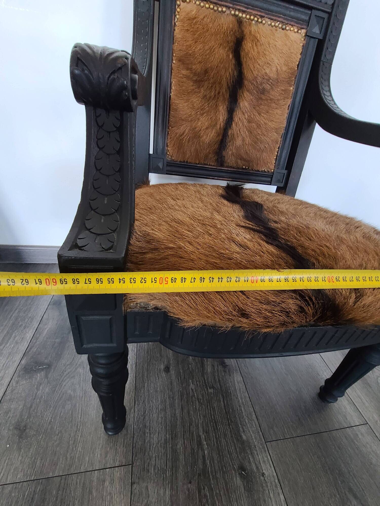 Louis XVI style Jacob armchair in genuine goatskin